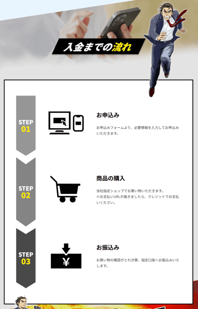 即金キンタロウの入金までの流れ